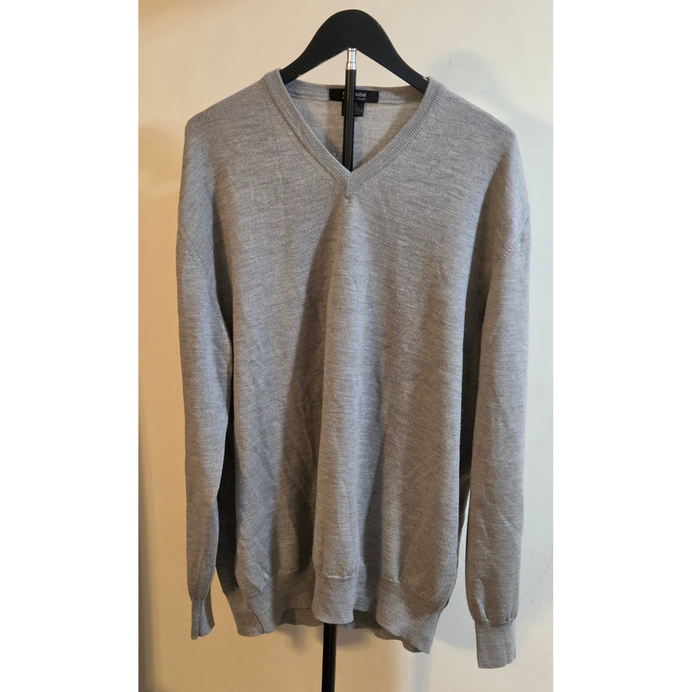 Giorgiolini 100% Wool Long Sleeve V-Neck Sweater Mens Size XXL Gray